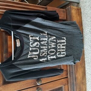 Gray and Black Graphic Tee by Free Kisses